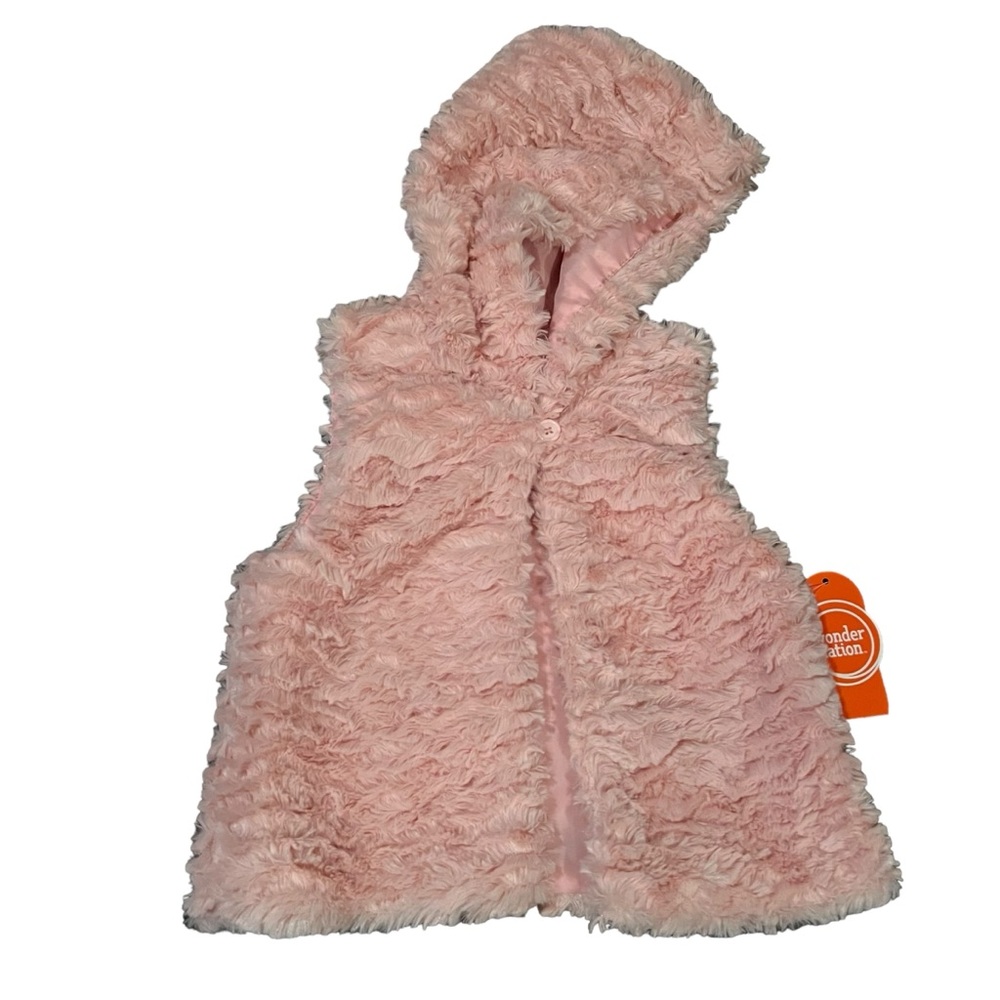 Wondernation Faux Fur Solid Fur Vest Pink Girls Size 3T